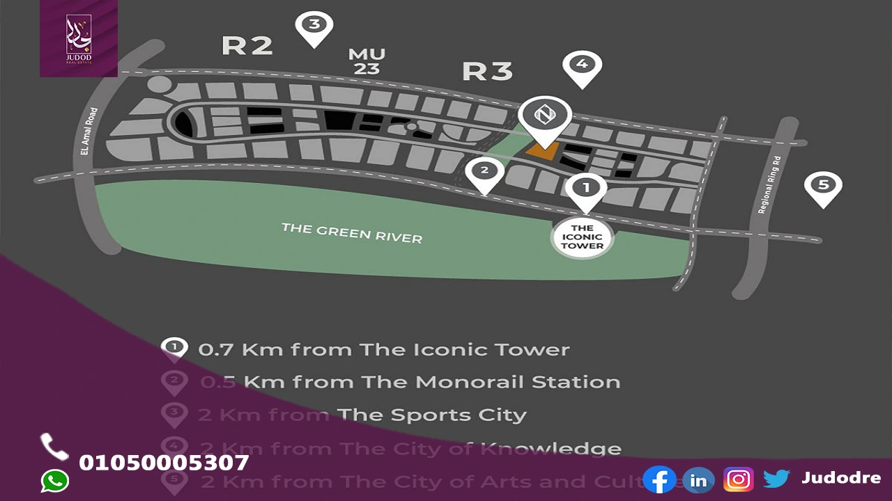 اشتري مكتب 70 متر في مول دبل تو تاورز العاصمة الإدارية Double Two Tower New Capital